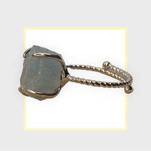 Millie Twist Natural Stone Open Size Ring, Adjustable, aquamarine
